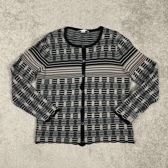 Pendleton Women’s Medium Mixed Fabric Grey Tan Buttoned Cardigan Sweater - Picture 1 of 6